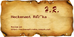 Heckenast Réka névjegykártya